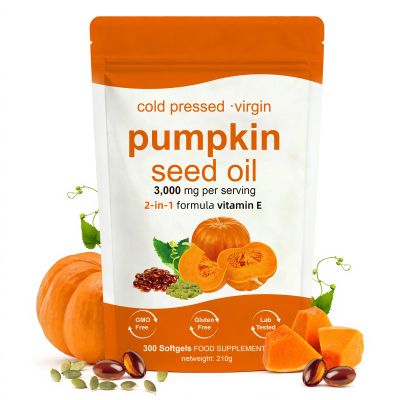 Pumpkin Seed Oil Capsules - 300 Softgels | 3000mg Per Serving, Cold Pressed Virgin Pumpkin Oil, Rich in Omega 6, Omega 9, Supports Hair Growth, Skin Health, Prostate & Bladder Function | Vegan,Non-GMO