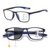 3-in-1 Progressive Multifocal Reading Glasses Photochromic & Anti-Blue Light Lenses,UV400 Protection, TR90 Flexible Frame, All-in-One Readers for Distance, Computer & Reading (Black/Blue,3.5 x)