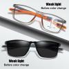 3-in-1 Progressive Multifocal Reading Glasses Photochromic & Anti-Blue Light Lenses,UV400 Protection, TR90 Flexible Frame, All-in-One Readers for Distance, Computer & Reading (Black/Blue,3.5 x) view 2