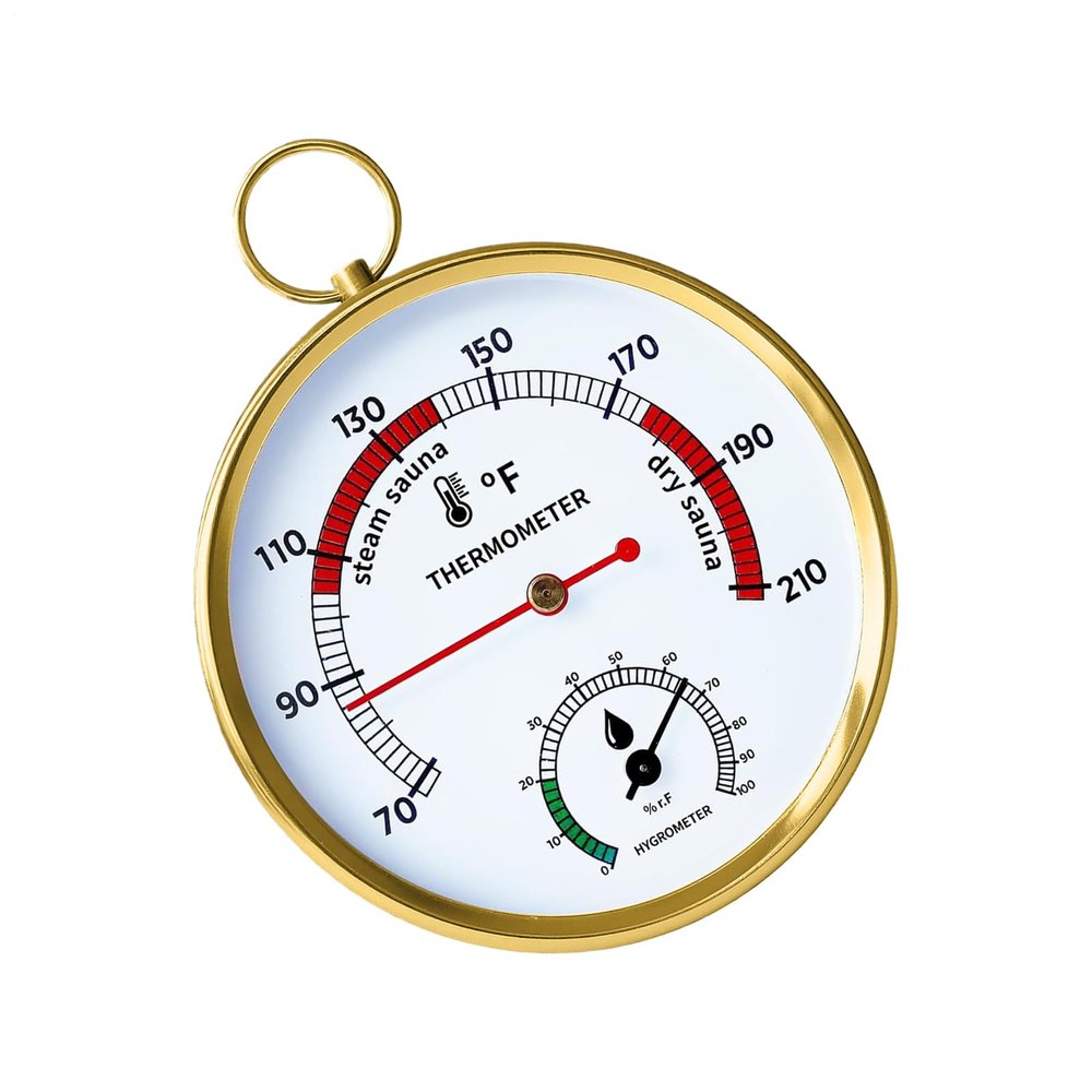 Analog Sauna Thermometer - Heat-Resistant Temperature Gauge, Large with Clear Numbers, Hygrometer Combo with Accurate Reading, Spa Accessory Wall-Mounted, Indoor Monitor for Home Use