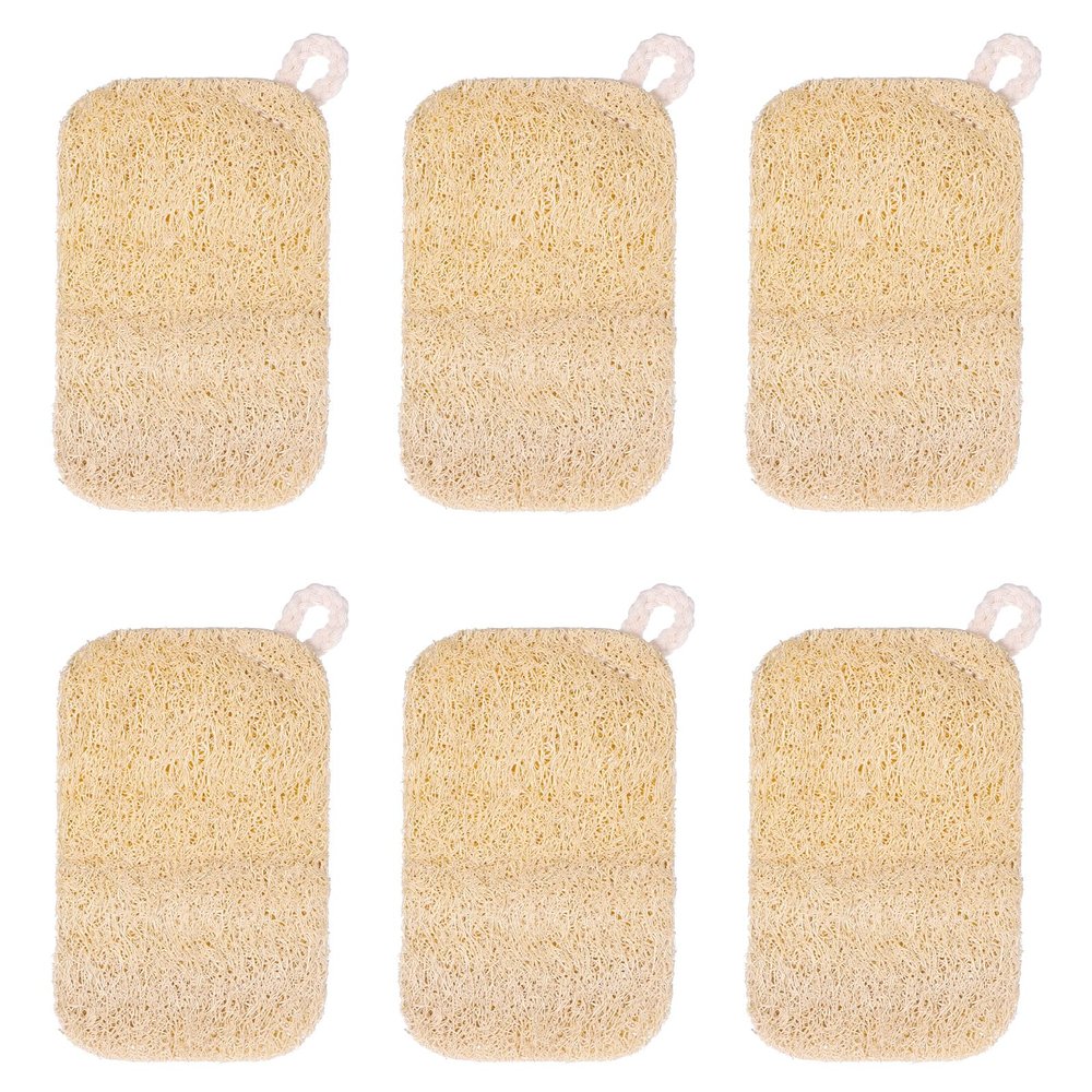 6 PCS Loofah Dish Sponge, Natural Loofah Sponge for Kitchen, Compostable Natural Sponges for Dishes