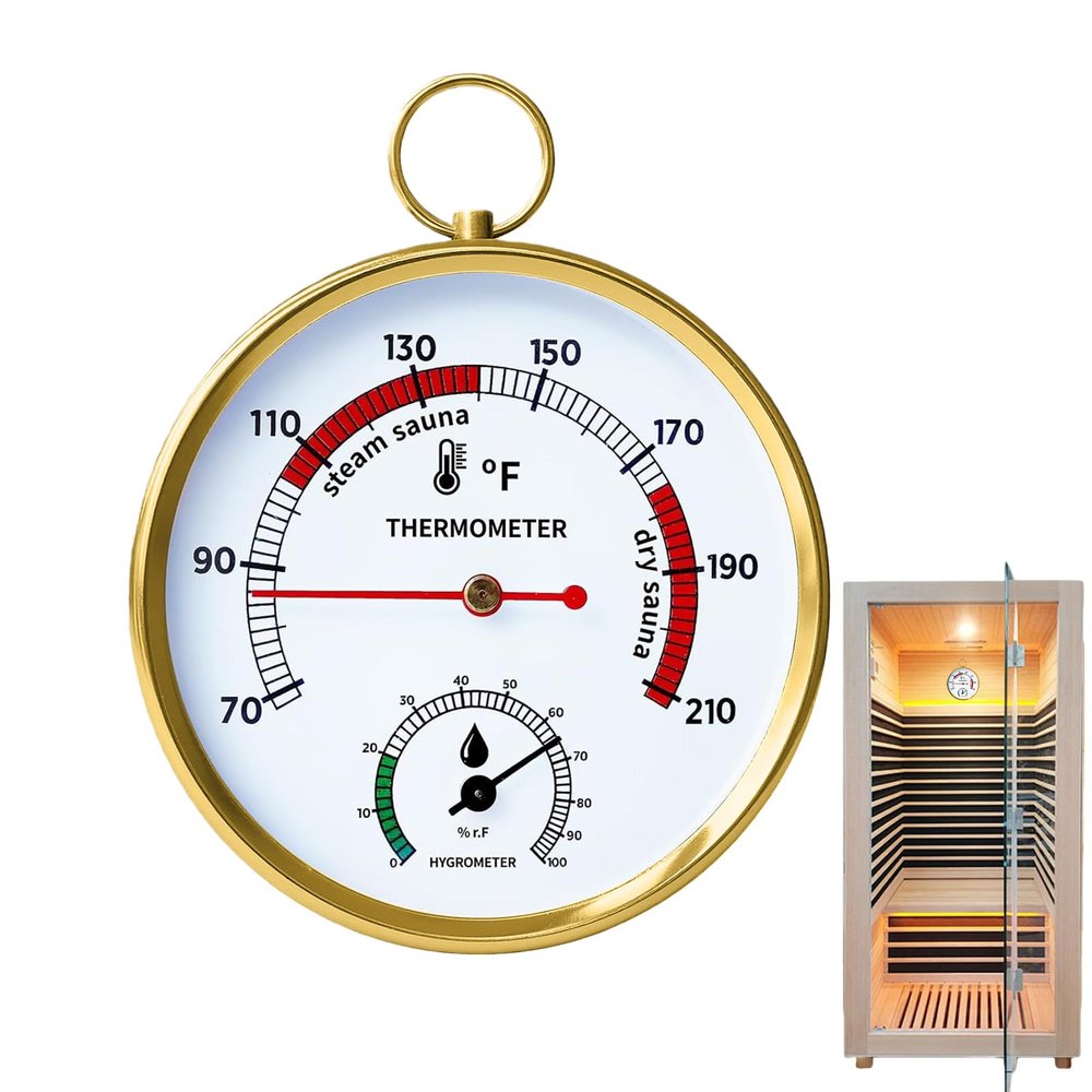 2-in-1 Steam S-auna Thermometer and Hygrometer, Stainless Steel Thermo-Hygrometer High Accuracy Sauna Accessories, Digital Thermo-Humidity Meter for Steam/Sauna Room/Home Office
