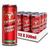 Carabao Energy Drink Cherry Crush 12 x 330ml Cans Case Low Calorie, Lower Sugar, Fizzy Fruit Flavour, Vegan, Gluten Free, with B Vitamins, Taurine, Caffeine, Zero Crash