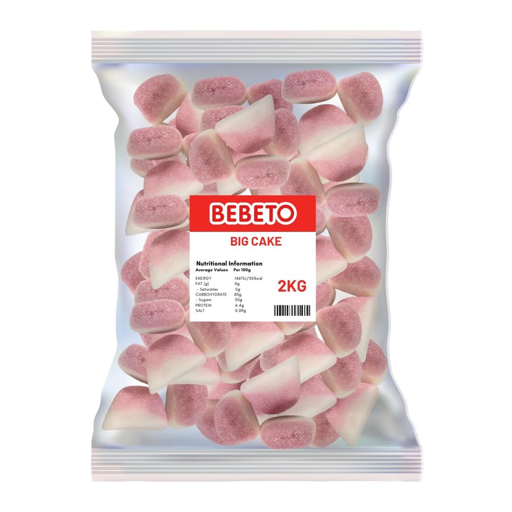 Bebeto Big Cake | 2kg Bulk Bag | Strawberry & Vanilla Coated Chews