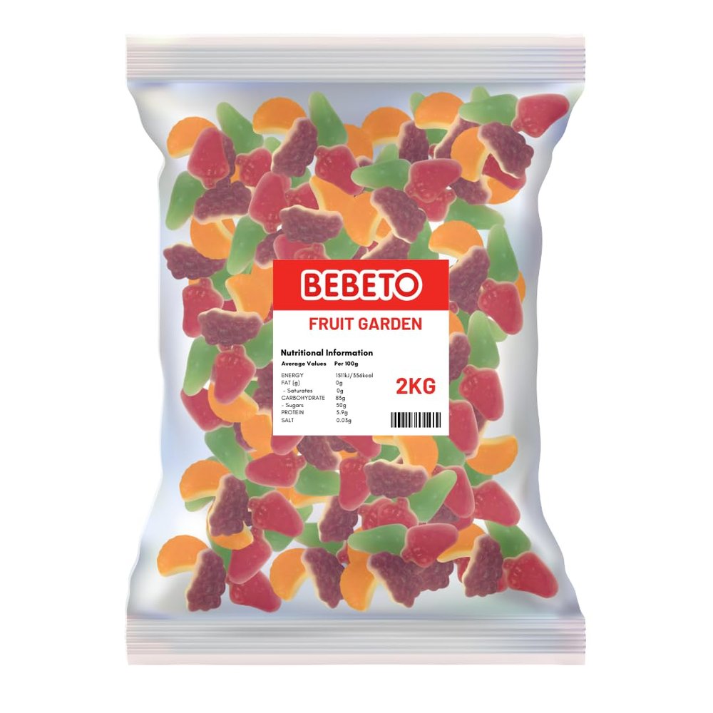 Bebeto Fruit Garden | 2kg Bulk Bag | Halal-Friendly Assorted Fruit Gummies