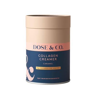 Dose & Co Caramel Collagen Creamer 340g | Bovine Collagen Peptides (Peptiplus) | 13g Protein per Serving | Skin Hair & Nails | Smooth Coffee Creamer | Halal, Gluten-Free, Non-GMO