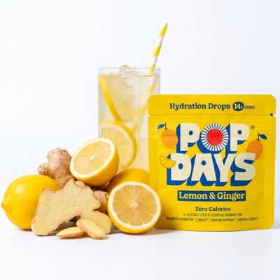 POPDAYS hydration tablets Lemon & Ginger Water Flavouring 14 Effervescent Electrolyte Tablets. With Vitamins B, C & D Zero Sugar & Zero Calories With Magnesium, Calcium & Zinc (Lemon & Ginger)