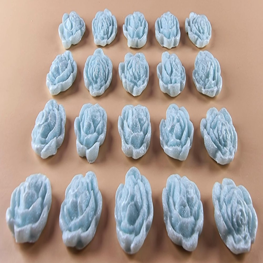 20 x Edible 3D 20mm flower flowers icing toppers, cake cupcakes decorations T029 (Pearl Baby Blue)