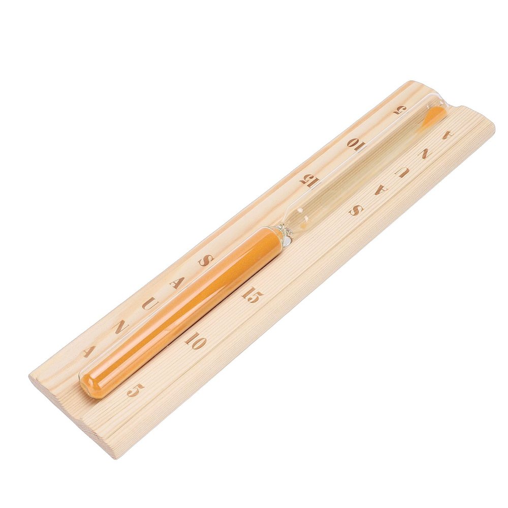 15 Minute Sauna Sand Timer, Wall Mounted Wooden Sauna Hourglass with Yellow Sand 360 Rotating Heat Resistants Sand Clock Precise Timing Sauna Essential Accessories for Sauna SPA
