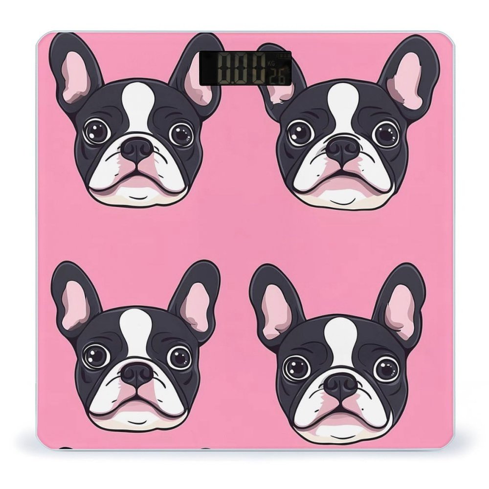 Cute French Bulldog Pattern Bathroom Scales for Body Weight Led Display Step-On Digital Weighing Scales for People