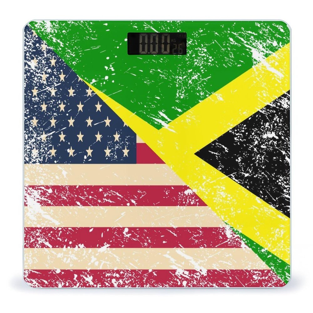 U.S.A And Jamaican Vintage Flag Bathroom Scales for Body Weight Led Display Step-On Digital Weighing Scales for People