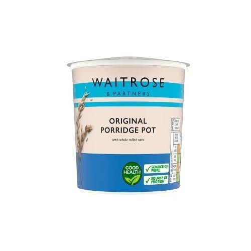 Waitrose Porridge Pots Original, Golden Syrup & Apple & Blueberry, Ready-to-Eat Oat Breakfast, Multiple Pack Sizes (Pack of 1, Original Porridge Pot 60g)