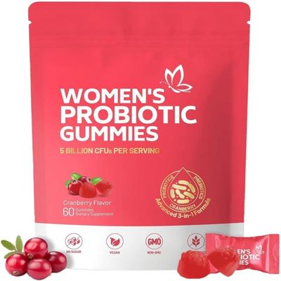 Women's Probiotic Gummies - 60 Count | Intimate Health Support with Prebiotics & Cranberry | Promotes pH Balance, Yeast Balance & Immune Health | Freshens Intimate Odor