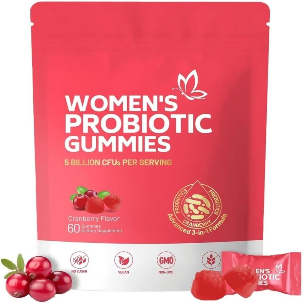 Women's Probiotic Gummies - 60 Count | Intimate Health Support with Prebiotics & Cranberry | Promotes pH Balance, Yeast Balance & Immune Health | Freshens Intimate Odor