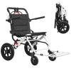 14lbs Ultra-Light Portable Folding Transport Wheelchair, 20" Wide Seat Wheelchair for Adults Seniors with Telescopic Handle & 12" PU Wheels, 120kg Capacity, No Assembly White L view 1