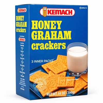 Kemach Honey Graham Crackers, Kosher Graham Biscuits for S'mores, Desserts & Snacks, 3 Inner Packs, 408gr