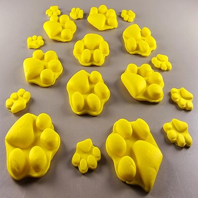 18 x Edible 3D 40mm Dog Paws, icing toppers, cake cupcakes decorations T036 (Yellow)