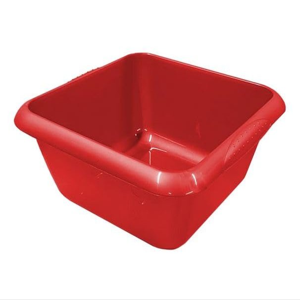 TRTO Red Colour 7 Litre Square Washing Up Bowl Plastic Kitchen Basin Sink Dish Cutlery Tidy Easy To Use
