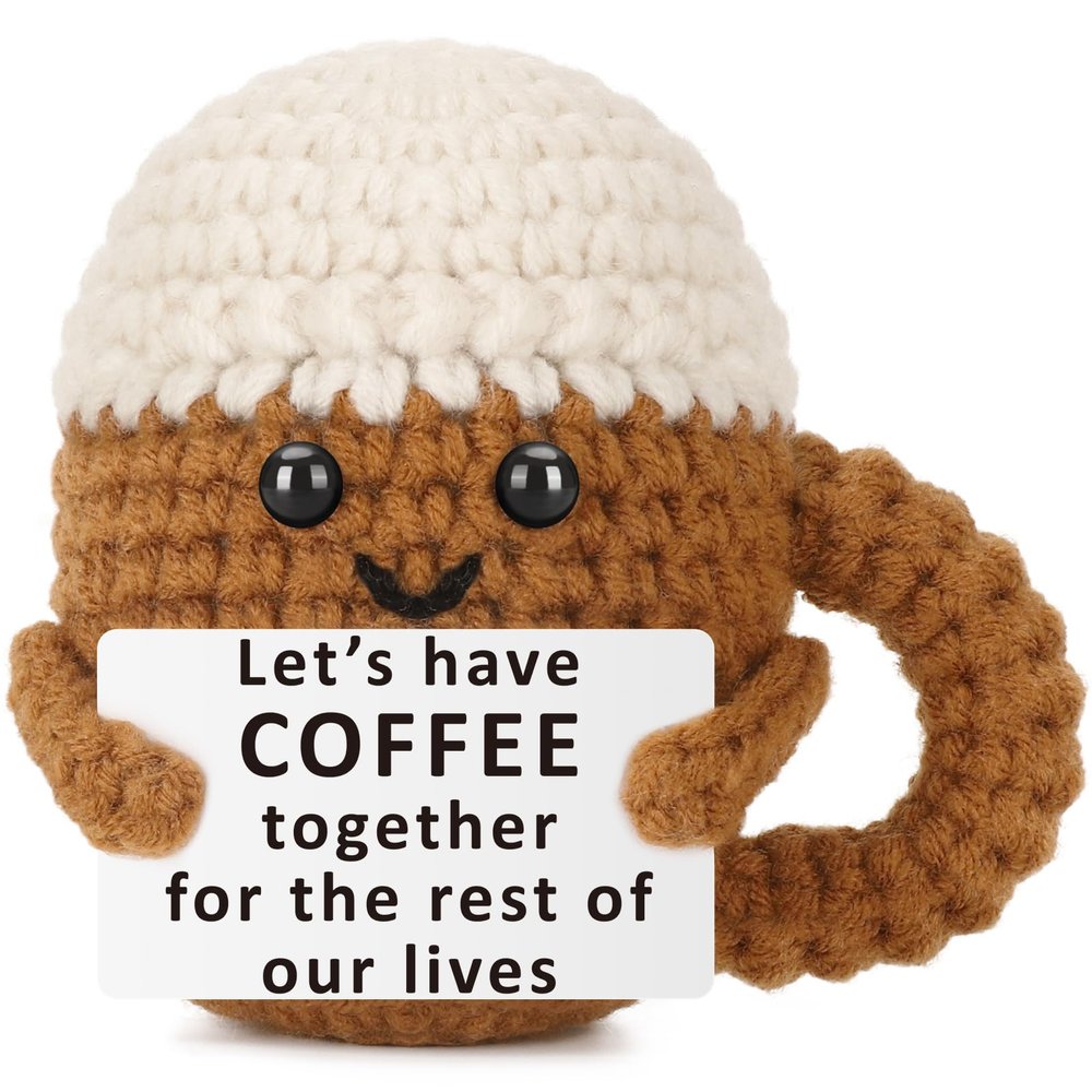 Coffee Lover Valentines Day Gifts for Couples Women, I Love You Gifts for Girlfriend, Boyfriend, Wife, Husband, Romantic Handmade Crochet for Anniversary, Happy Birthday Unique Coffee Gift for Men