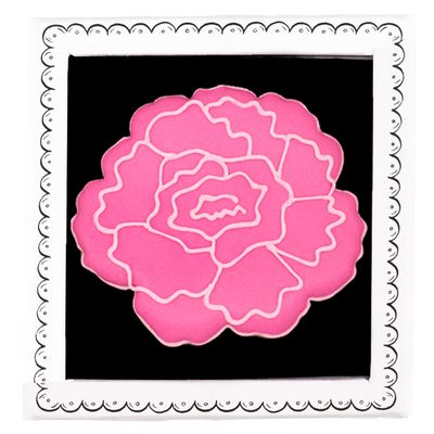 Biscuiteers Carnation January Birth Flower Letterbox Biscuit Freshly Baked Lemon Biscuit in Illustrated Gift Box Hand-Crafted and Hand-Iced in London, Artisan Birthday Gift