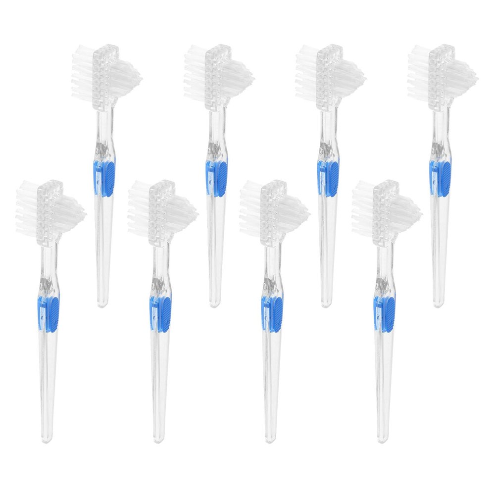 Ciieeo 8pcs Ultra Soft Dual-Headed Denture Toothbrush Set for Elderly Small Compact Brush for Partial Dentures and Appliance Cleaning, Extra Strong Bristles Dental Care Brush