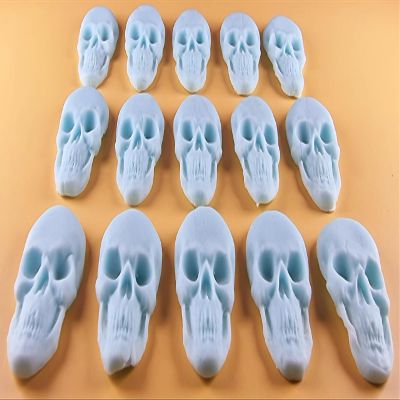 15 x Edible 3D 42mm Skulls, Skull icing toppers, cake cupcakes decorations T040 (Baby Blue)