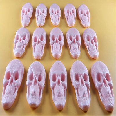15 x Edible 3D 42mm Skulls, Skull icing toppers, cake cupcakes decorations T040 (Pearl Baby Pink)