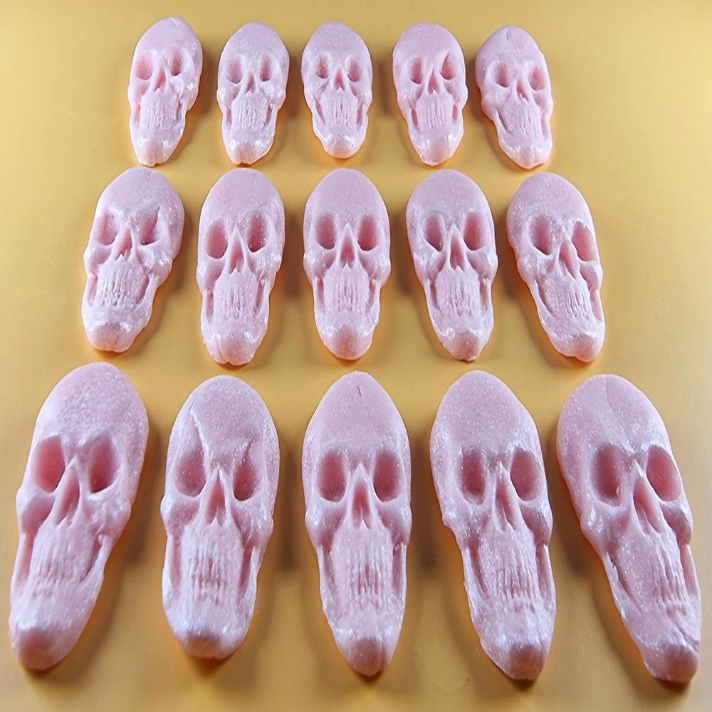 15 x Edible 3D 42mm Skulls, Skull icing toppers, cake cupcakes decorations T040 (Pearl Baby Pink)