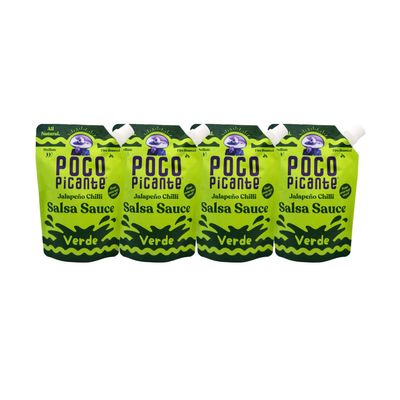 Poco Picante Mexican Jalapeno Verde Salsa Sauce, 4-Pack | 100% Natural, No Artificial Additives | No Added Sugar, Gluten Free, Keto, Low Carb | Made with Real Vegetables | Clean Label, Low Calorie