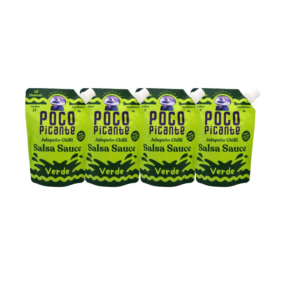 Poco Picante Mexican Jalapeno Verde Salsa Sauce, 4-Pack | 100% Natural, No Artificial Additives | No Added Sugar, Gluten Free, Keto, Low Carb | Made with Real Vegetables | Clean Label, Low Calorie