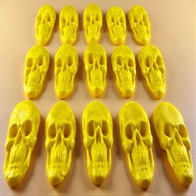 15 x Edible 3D 42mm Skulls, Skull icing toppers, cake cupcakes decorations T040 (Yellow Gold)