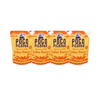 Poco Picante Mexican Habanero Chilli Mango Salsa Sauce, 4-Pack| 100% Natural, No Artificial Additives| No Added Sugar, Gluten Free, Keto, Low Carb | Made with Real Vegetables| Clean Label, Low Calorie