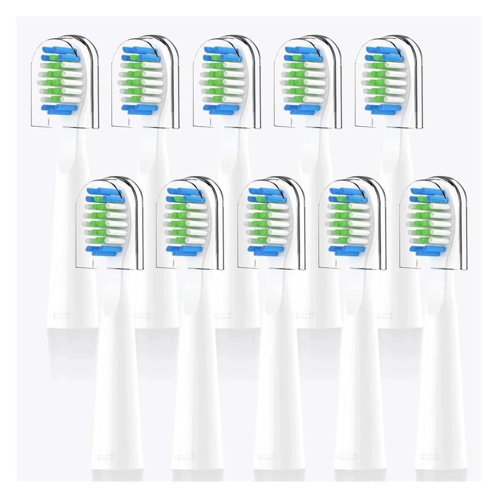 10PCSCompatible for Fairywill FW-E11 E10 E6 D7S Electric Toothbrush Replacement Brush Heads(10PCS White)