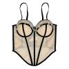 Women's Solid Color Short Lingerie Bustier Tank Top Corset Tank Top, khaki, S view 2