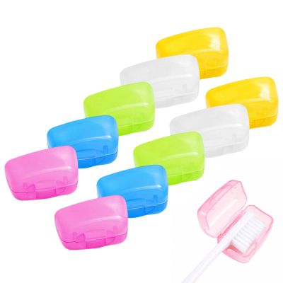 10 Pieces Toothbrush Covers Travel Toothbrush Cover Portable Toothbrush Head Cover Mixed Color Toothbrush Cap for Home Travel Outdoor Camping Hiking Business Trip (5 Colors)