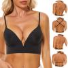 Bralettes For Women - French Deep V Low Cut Large Open Back U Shaped Back Seamless Underwear Small Chest Gathered Sagging Sexy Bra Without Steel Ring view 3