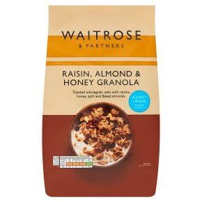 Waitrose Granola 1kg Berry | Simply | Raisin Almond Honey | Banana & Papaya Crunchy Breakfast Cereal (Pack of 1, Raisin Almond Honey Granola 1kg)