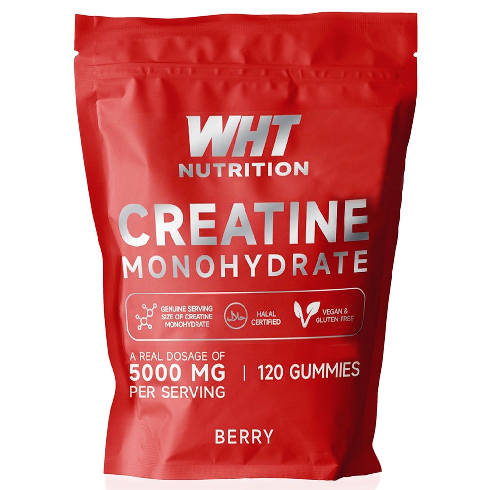 WHT Nutrition Creatine Gummies 5000mg Real Creatine Monohydrate per Serving Halal Certified, Vegan & Gluten Free 120 Gummies (Berry/Pineapple) (Berry)