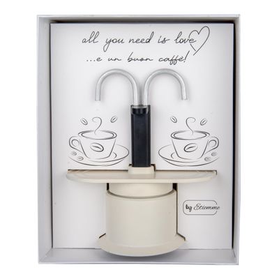 Doni Bomboniere Wedding 1 Piece Coffee Maker, 2 Cups with Particular Anniversary Box Inside Written All You Need Is Love And A Good Coffee Complete Original Gift Ideas Cheap