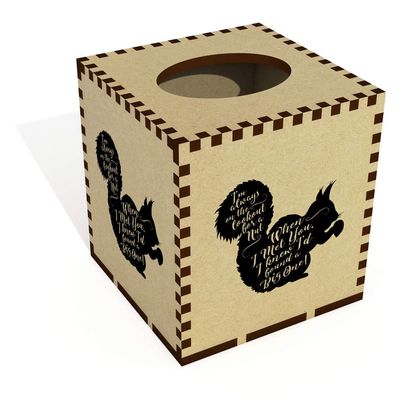 Azeeda Square 'Funny Squirrel Silhouette' Wooden Tissue Box Cover (TB00072245)