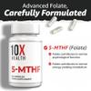 10X Health 5-MTHF - 60 Capsules Methylated Folic Acid with Magnesium - Bioactive Vitamin B9 for Brain, Heart & Neurotransmitter Synthesis - Bioavailable Methyl Folate Supplements view 3