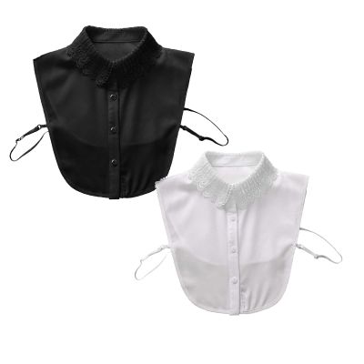2026 Fakecollar White Collars for Women Shirt Collars Detachable Collar Shirt Extenders Detachable Half Shirt Women's Fakecollar Blouse for Sweaters and Collarless (2-2pc Black+White-a, One Size)