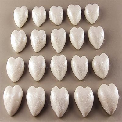20 x Edible 3D 20mm Hearts icing toppers, cake cupcakes decorations T058 (Pearl White)