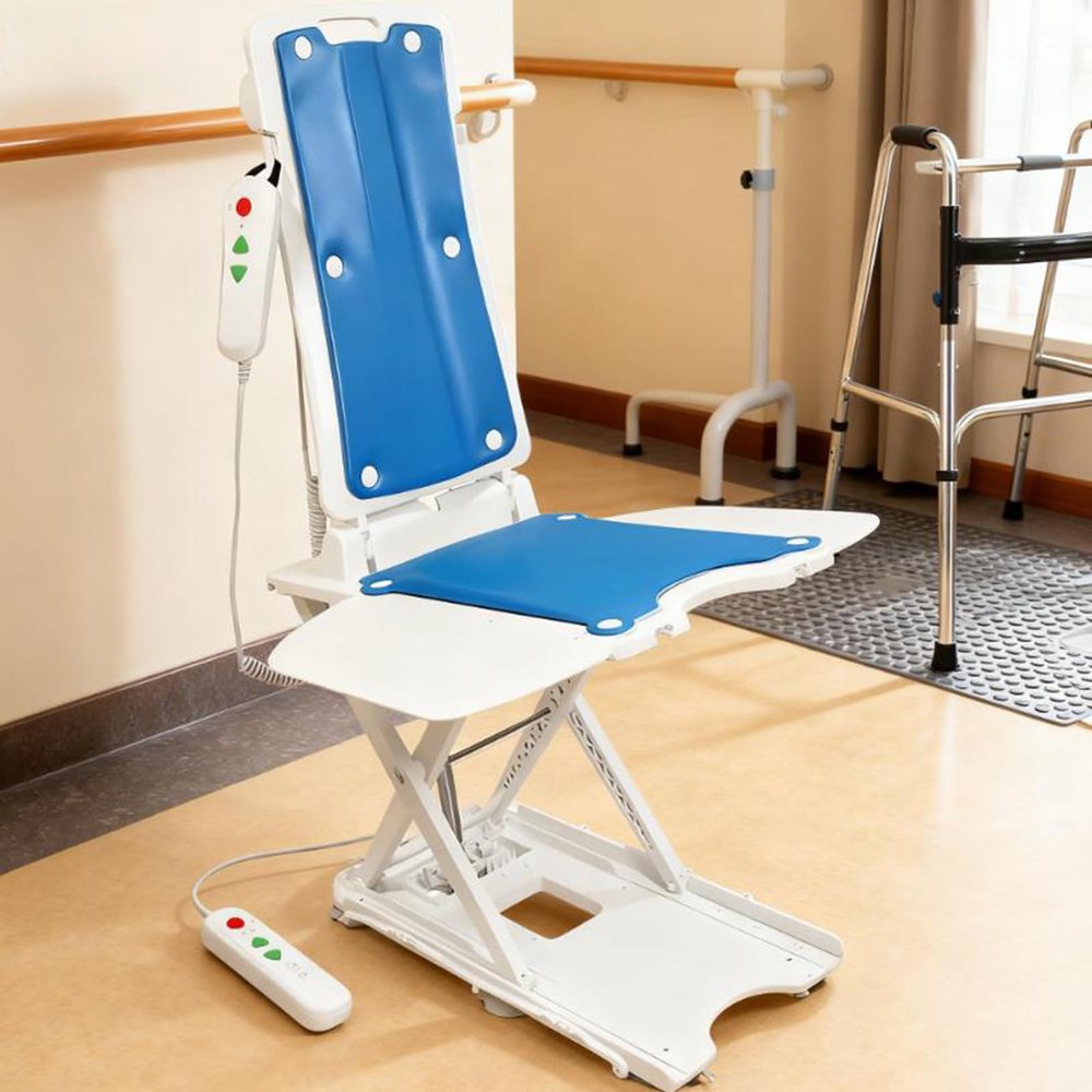 ZYLDDS Lightweight Electric Chair Lift,Portable Floor & Bath Lift, Foldable, IP68 Waterproof,Remote Control Floor Lift,Height Adjustable 2.3"-18.9",Support Up to 300 LBS