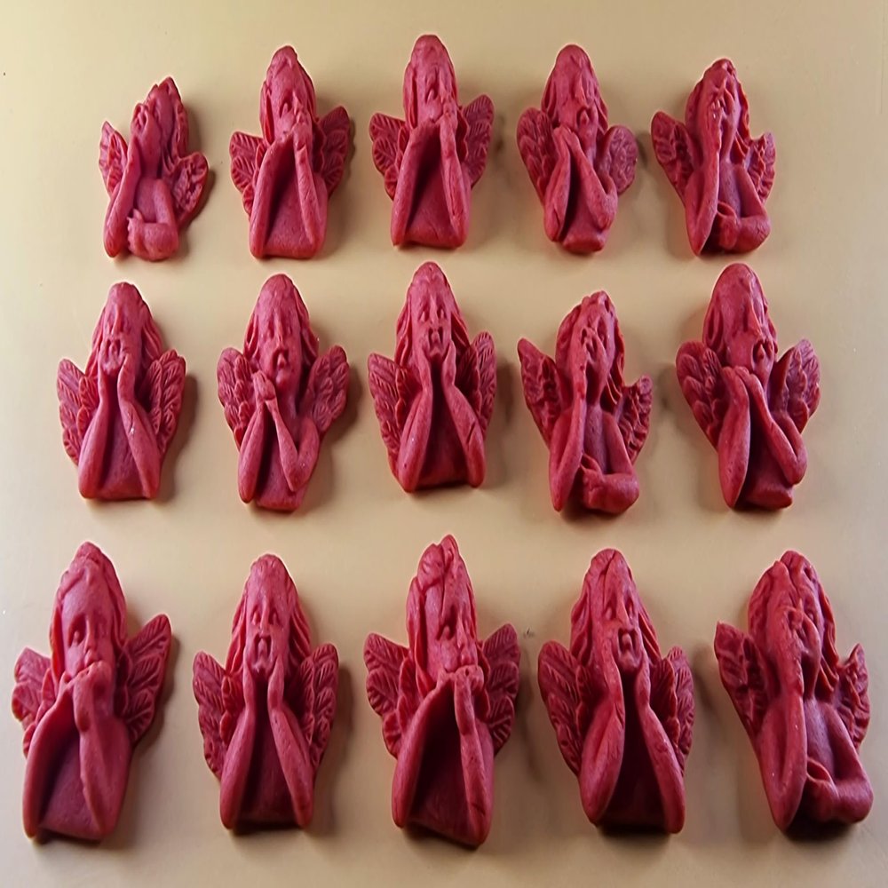 12 x Edible 3D 30mm Cherubs icing toppers, cake cupcakes decorations T061 (Red)