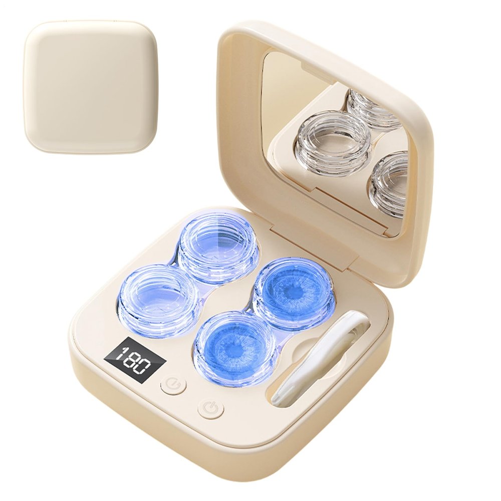Contact Lens Cleaner Machine: Ultrasonic Lens Cleaning Device, Soft Eyeglass Cleaner With Adjustable Modes | Daily Maintenance Device, P