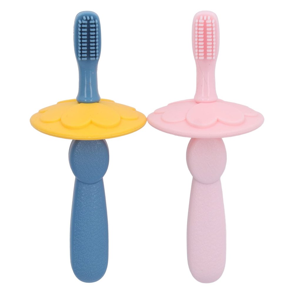 DGLDCSHUAI 2Pcs Baby Silicone Toothbrush Ultra Soft Bristles Safe Detachable Design Infant Silicone Training Toothbrush