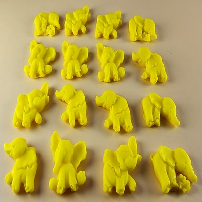 16 x Edible 3D 25mm Elephant Set, icing toppers, cake cupcakes decorations T071 (Yellow)