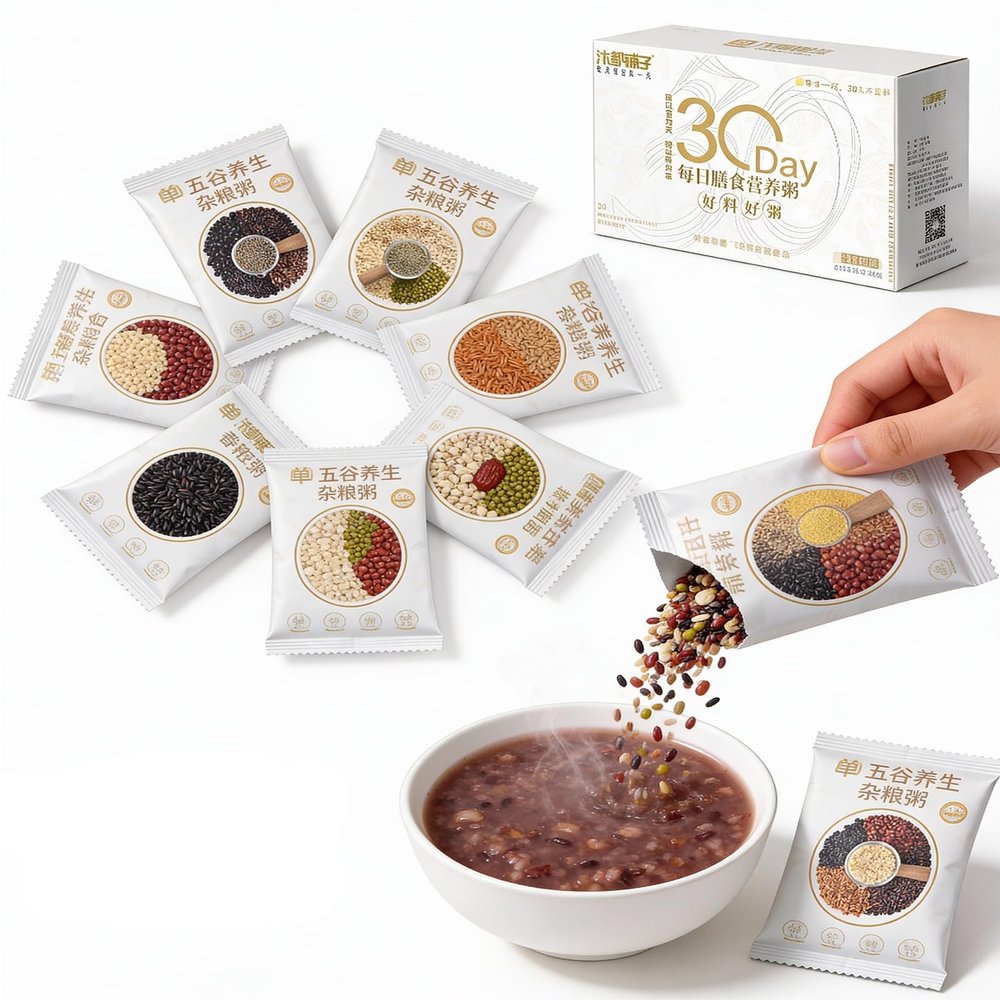 30 Days Multigrain Porridge, 100g X 30 Packs, 5 Flavors, Individual Packaging, Easy Cooking For Breakfast & Snack