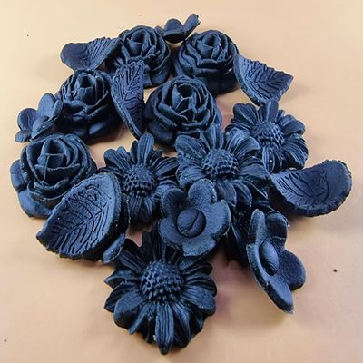 20 Piece Edible 3D Bouquet Flower set, icing toppers, cake cupcakes decorations T070 (Black)